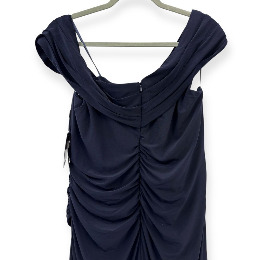 Mac Duggal Ieena NEW Navy Foldover Off-the-Shoulder Slit Jersey Gown - Size 16 - Picture 13 of 15
